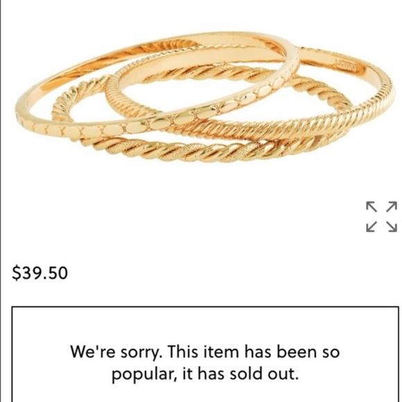 J. Crew Gold Bangle Bracelets, Set of 3 - Picture 3 of 3